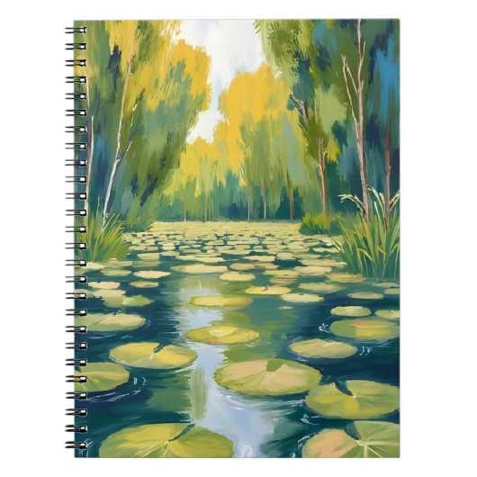 Lily Pad Pond | Green Watercolor Nature Notizblock (Vorderseite)