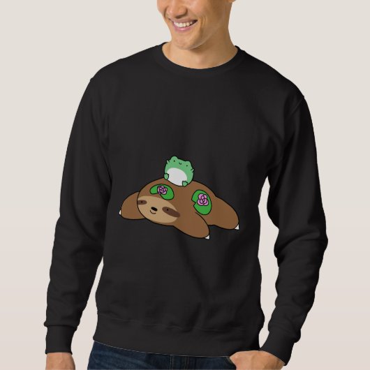 Lily Pad Sloth und Frosch Sweatshirt (Vorderseite)