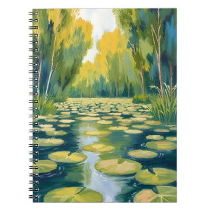 Lily Pad Teich Grüne Aquarell-Natur Notizblock