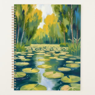 Lily Pad Teich Grüne Aquarell-Natur Planer