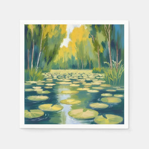 Lily Pad Teich Grüne Wasserfarben-Natur Serviette