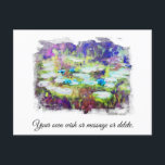 *|* Lily Pads Monet Pond AR23 Personalisieren Sie  Postkarte<br><div class="desc">POSTKARTE - Fett digital verändertes klassisches Monet umgeben von einem abstrakten, weißen Rahmen oder Rahmen. Personalisieren / Personalisieren Sie mit Ihrem eigenen Text. Die Farben wurden durch digitale Verbesserungen verändert. Energetisch Enhanced Elegant Feminine Romantic Ephemera Floral Painting Artistic Einzigartige Kreative Moderne und Romantische Vintag Old (SEARCH AR23 für ähnliche Designs)...</div>