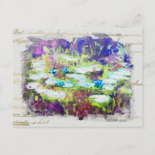 ** Lily Pads - Monet Pond Gold Handwriting AR23 Postkarte