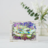 ** Lily Pads - Monet Pond Gold Handwriting AR23 Postkarte (Stehend Vorderseite)