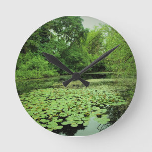Lily Pads on the Pond Runde Wanduhr