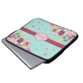 Lily & Peony Floral Aqua Laptopschutzhülle (Vorne Knopf)