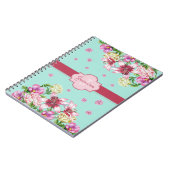 Lily & Peony Floral Aqua Notizblock (Linke Seite)