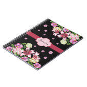 Lily & Peony Floral Black Notizblock (Linke Seite)