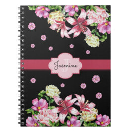 Lily & Peony Floral Black Notizblock