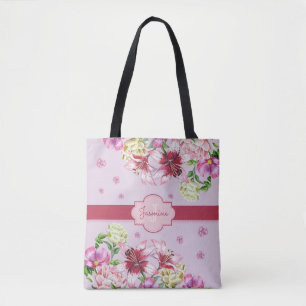 Lily & Peony Floral Lila Tasche
