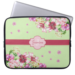 Lily & Peony Floral Mint Green Laptopschutzhülle