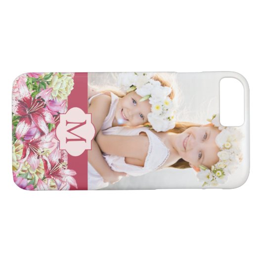 Lily Peony Floral Monogram Foto Case-Mate iPhone Hülle (Rückseite (Horizontal))