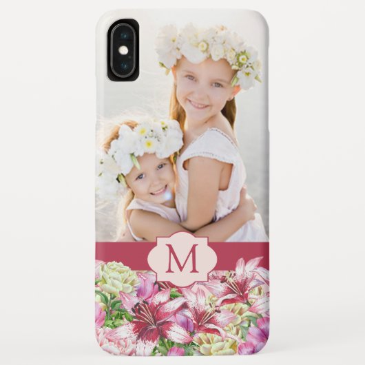 Lily Peony Floral Monogram Foto Case-Mate iPhone Hülle (Rückseite)