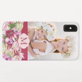 Lily Peony Floral Monogram Foto Case-Mate iPhone Hülle (Rückseite (Horizontal))