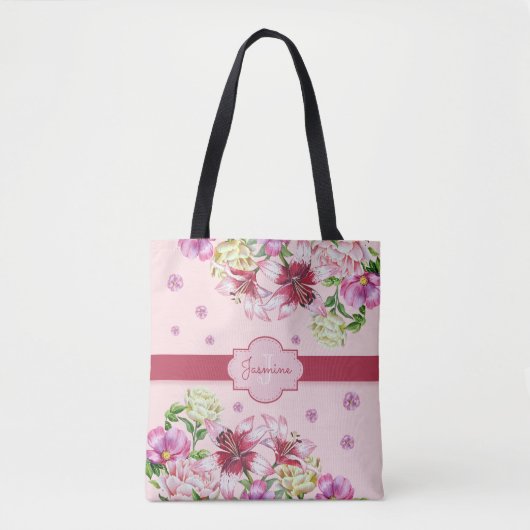 Lily & Peony Floral Pink Tasche (Vorderseite)