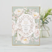 Lily Peony Floral Vintage Bridal Shower Einladung (Stehend Vorderseite)