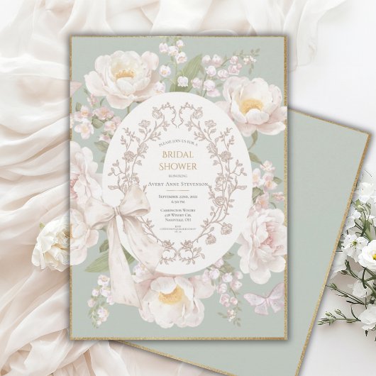 Lily Peony Floral Vintage Bridal Shower Einladung