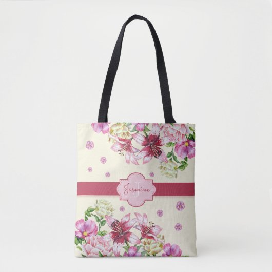 Lily & Peony Floral Yellow Tasche (Vorderseite)