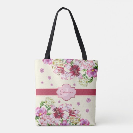 Lily & Peony Floral Yellow Tasche (Rückseite)