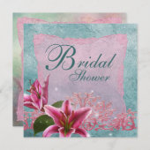Lily Pink Aquamarin Blue Lily Bridal Dusche Einlad Einladung (Vorne/Hinten)