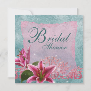 Lily Pink Aquamarin Blue Lily Bridal Dusche Einlad Einladung