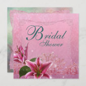 Lily Pink Aquamarin Blue Lily Bridal Dusche Einlad Einladung (Vorne/Hinten)