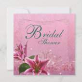 Lily Pink Aquamarin Blue Lily Bridal Dusche Einlad Einladung (Vorderseite)