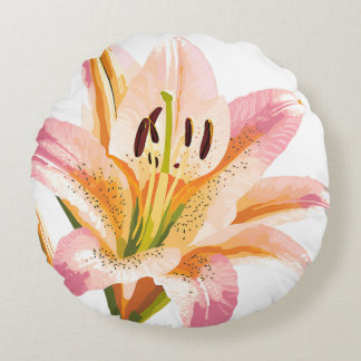 Lily Pink Blume | Schöne Farbe Rundes Kissen