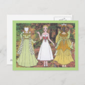 Lily Plays a Woodland Elf Paper Doll Postcard Postkarte (Vorne/Hinten)