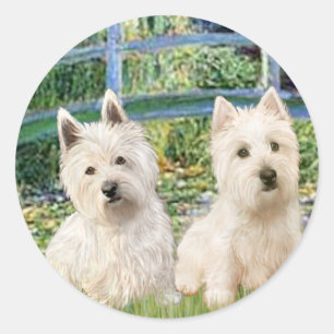 Lily Pond Bridge - Westies (zwei) Runder Aufkleber