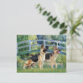 Lily Pond Bridge - Zwei deutsche Hirten Postkarte (Stehend Vorderseite)