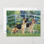 Lily Pond Bridge - Zwei deutsche Hirten Postkarte (Vorne/Hinten)