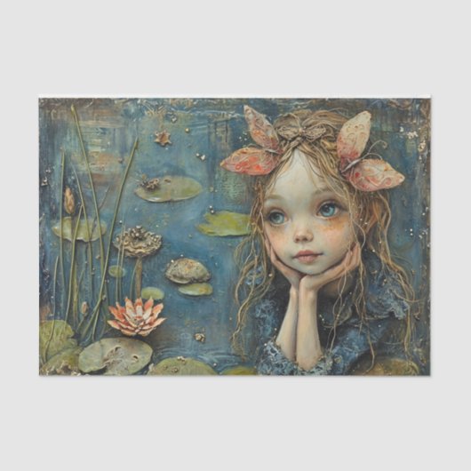 LILY POND FAIRY DECOUPAY SEIDENPAPIER (Vorderseite)