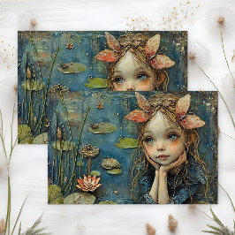 LILY POND FAIRY DECOUPAY SEIDENPAPIER