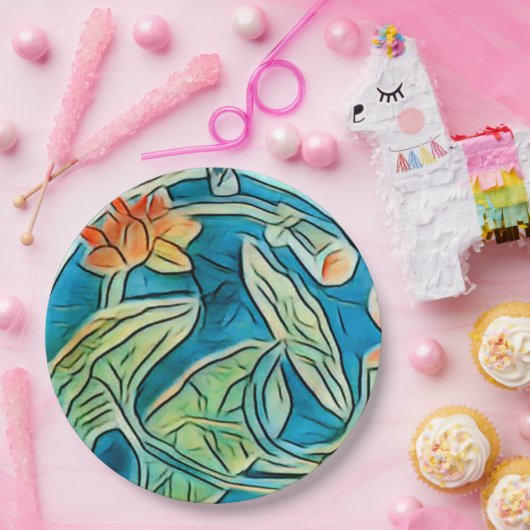 Lily Pond Paper Plate Pappteller (Party)