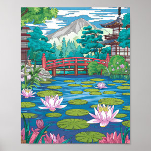Lily Pond Poster - Minimalistischer Flachvektor Na