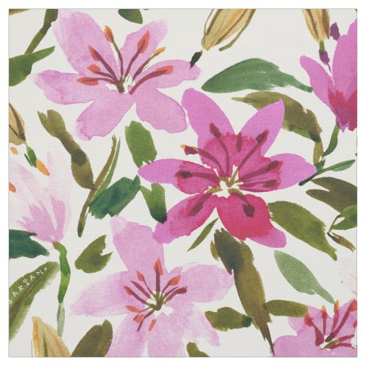 LILY PROLIFERIERUNG Pink Floral Watercolor  Stoff (Muster)
