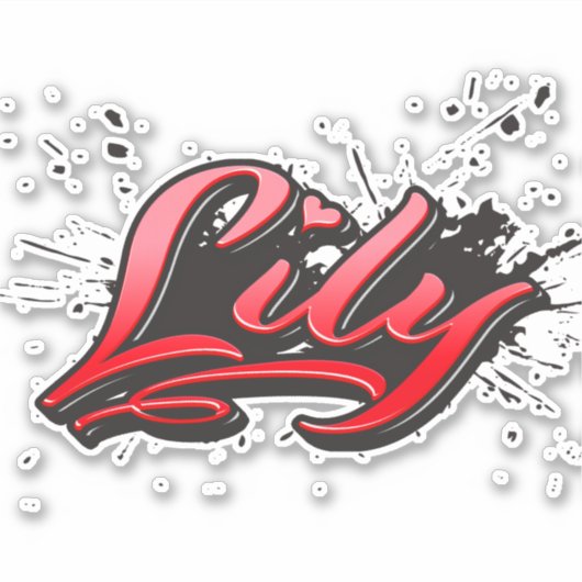 Lily red Heart Graffiti Aufkleber Sticker (Vorderseite)