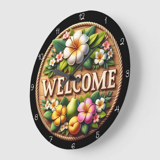 Lily Rope Welcome Farmhouse Clock Große Wanduhr (Winkel)