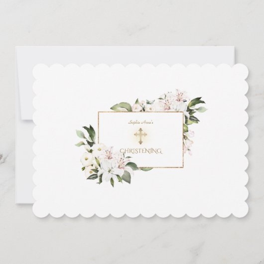Lily Rose Foto Girl Christening Einladung (Rückseite)