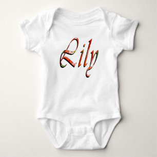 "Lily" Rot Florale Lilien Name, Baby Strampler