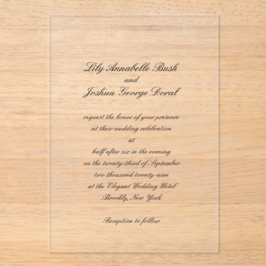 Lily Simple Classic Acryleinladungen (Vorderseite)