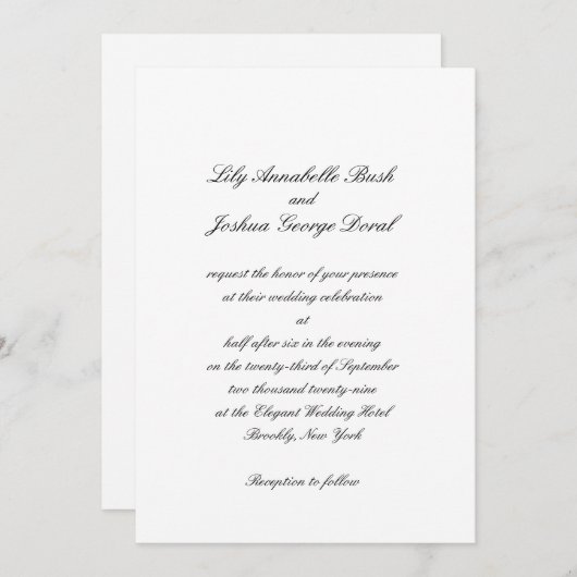 Lily Simple Classic Einladung (Vorne/Hinten)