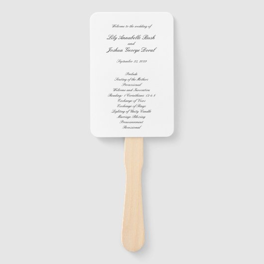 Lily Simple Classic Elegante Wedding Program Fächer (Vorderseite)