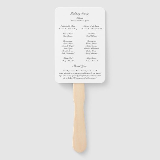 Lily Simple Classic Elegante Wedding Program Fächer (Rückseite)