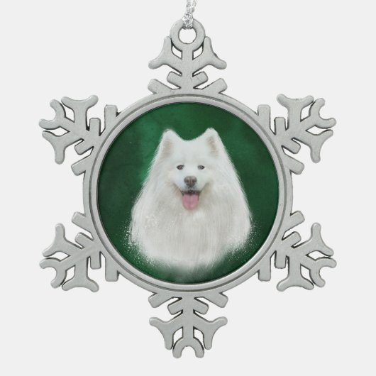 Lily the samoyed schneeflocken Zinn-Ornament (Vorderseite)