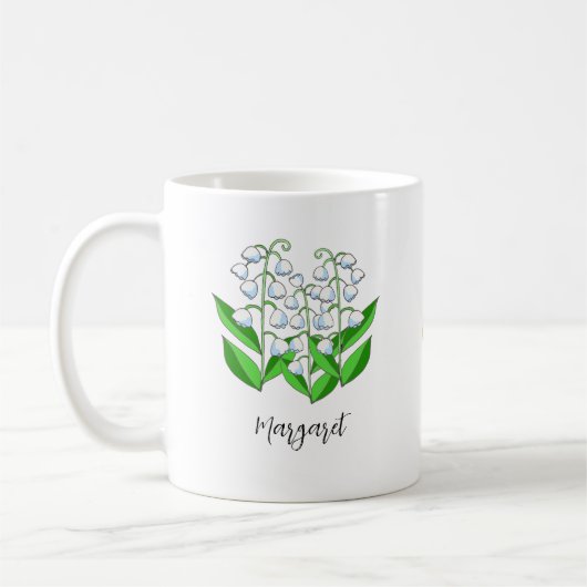 Lily the Valley May Birth Blume Niedlich Floral Kaffeetasse (Links)
