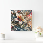 Lily umgeben von farbenfrohen, wirbelnden Mustern Quadratische Wanduhr (Zuhause)