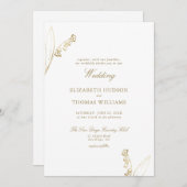 Lily Valley Floral Sketch Imitate Gold Einfache Ho Einladung (Vorne/Hinten)