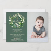 Lily Valley Green Gold Formal Chic Foto Taufe Einladung (Vorderseite)